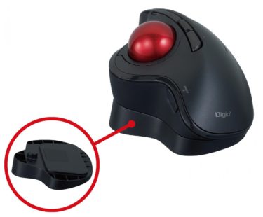 【新商品】付属のスタンドで本体の傾斜角を変えられる 「Digio2 角度可変 5ボタン光学式親指トラックボール」が発売