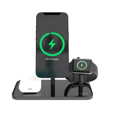 【新商品】MagSafe対応のiPhone、AirPods、Apple Watchを同時にワイヤレス充電できる「Freedy マグネット 3-in-1 ワイヤレスチャージャースタンド」が発売